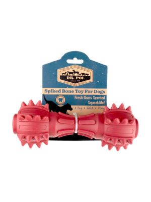 Dr. Pol TPR Spiked Squeak Bone- Red Dog Toy