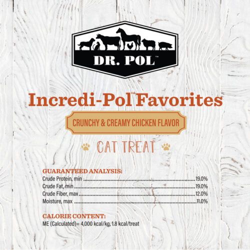 INCREDI-POL Crunchy and Creamy Chicken Cat Treat Description Guaranteed Analysis