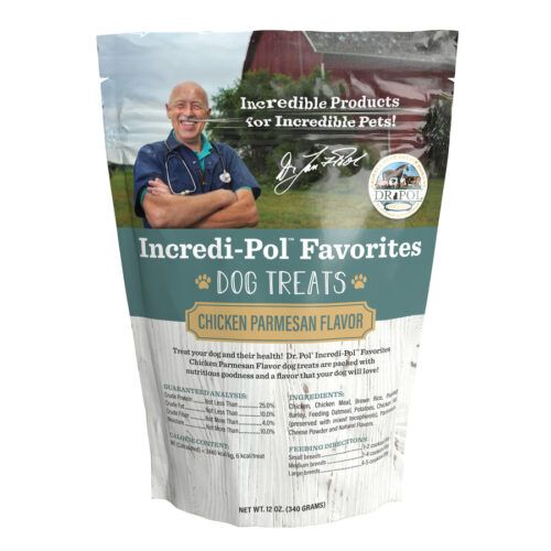 Incredi-Pol Favorites Chicken Parmesan Dog Treats Bag Back