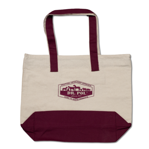 Maroon Dr. Pol Tote Bag (front)