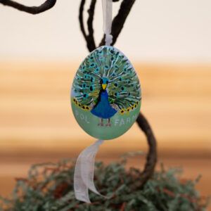 Pol Farm Painted Peacock Egg with Peacock