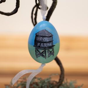 Pol Farm Painted Peacock Egg with Water Tower