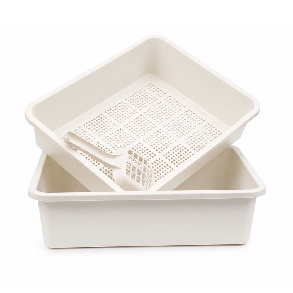 Dr. Pol 2‑Piece Pine Pellet Sifting Litter Box with Scoop