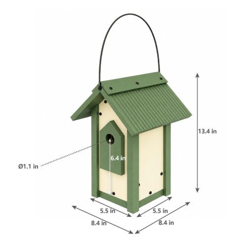 Dr. Pol A‑Frame Retreat Birdhouse Small Dimensions